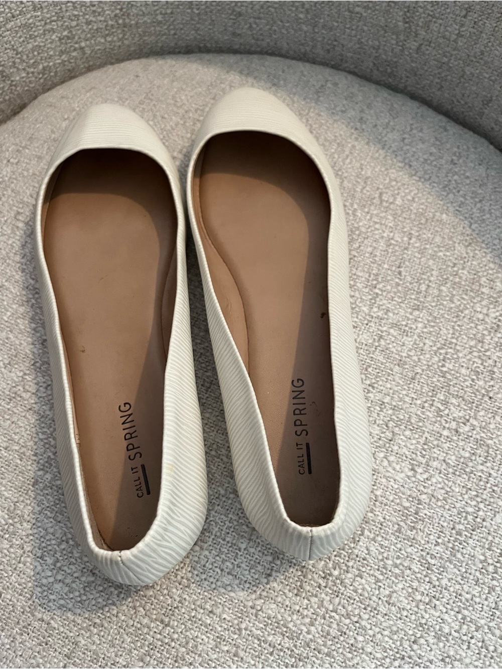 Call It Spring Cream Ribbed Ballet Flats
